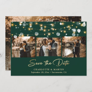 Emerald Green Gold Wedding 4 Photo Save The Date