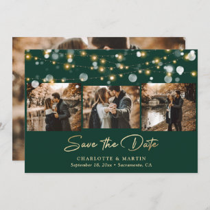 Emerald Green Gold Wedding 4 Photo Save The Date