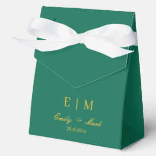 Emerald Green Gold Wedding Favour Box Custom