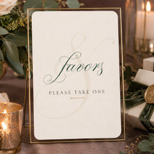 Emerald Green Gold Wedding Favours Tabletop Sign