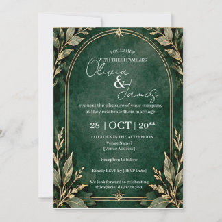 Emerald Green Gold Wedding invitation