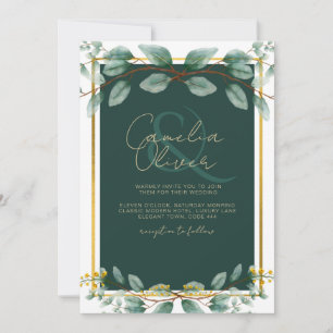 Emerald Green Gold Wedding Invitations Digital