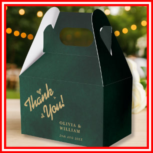 Emerald Green & Gold Wildflower Wedding Thank You  Favour Box