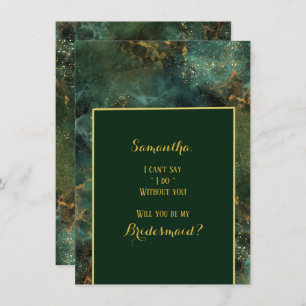 Emerald Green & Gold Will You Be My Bridesmaid Invitation