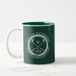 Emerald Green Golf Club Name Personalised Two-Tone Coffee Mug