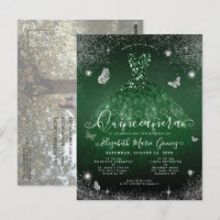 Emerald Green Gown Silver Photo Quinceanera