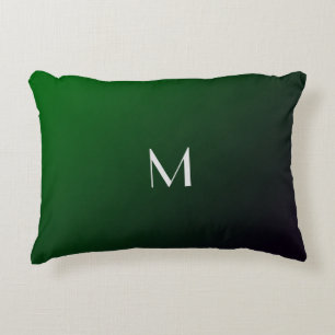  Emerald Green Gradient -  bold monogram Decorative Cushion