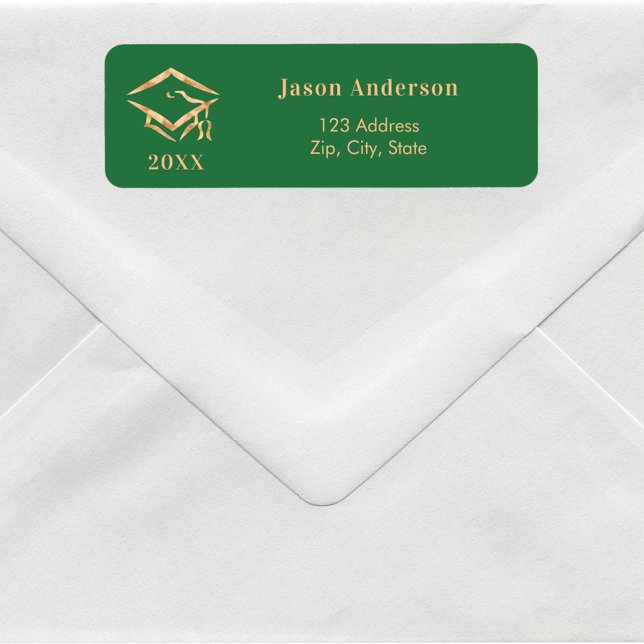 Emerald green graduation cap return address (Creator Uploaded)