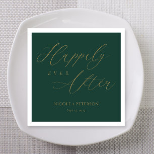 Emerald Green Grand Happily Ever After Wedding Napkin