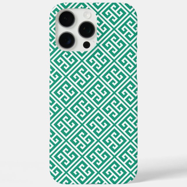 Emerald Green Greek Key Pattern Case-Mate iPhone Case (Back)