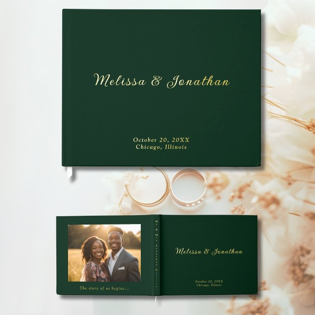 Emerald Green Guest Book Photo Foil Guestbook  (Creator Uploaded)