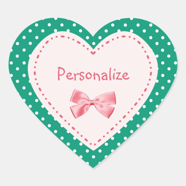 Emerald Green Heart With Name Sticker (Front)