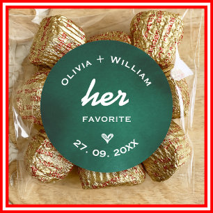 Emerald Green Her Favourite His Favourite Favour Classic Round Sticker