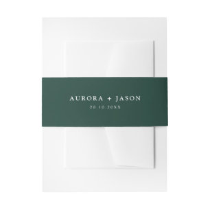 Emerald Green initials wedding Invitation Belly B Band