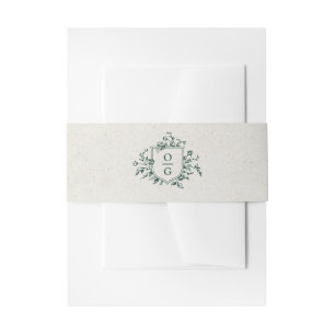 Emerald Green initials wedding  Invitation Belly B Band