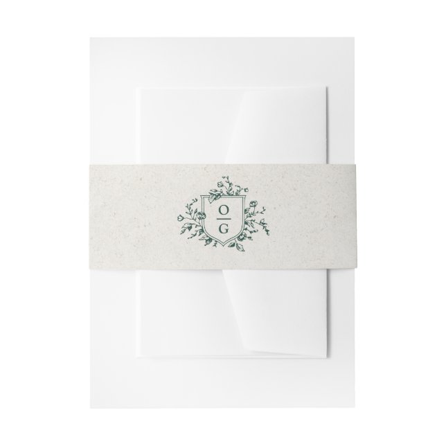 Emerald Green initials wedding  Invitation Belly B Band (Front Example)