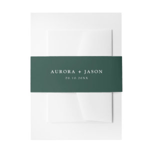 Emerald Green initials wedding  Invitation Belly B Band