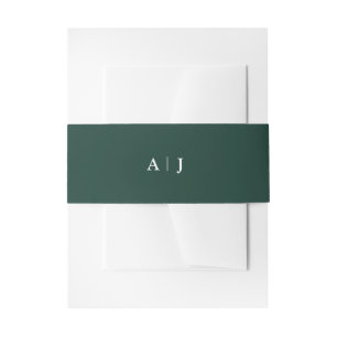 Emerald Green initials wedding Invitation Belly B Band