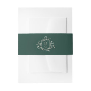 Emerald Green initials wedding  Invitation Belly B Invitation Belly Band