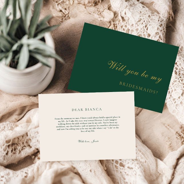 Emerald Green & Ivory  Bridesmaid Proposal Card (Creator Uploaded)
