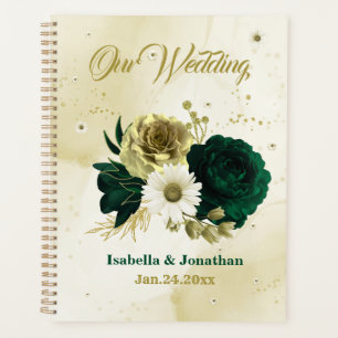 Emerald green ivory gold flowers wedding planner