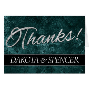 Emerald Green Jade Velvet Grunge Thank You Card