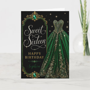 Emerald Green Jewel Sweet 16 Birthday Celebration Card