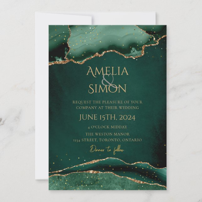 Emerald Green Jewel Tone Invitation (Front)