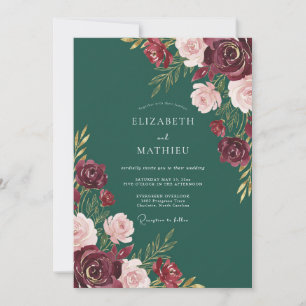 Emerald Green Lavish Winter Wedding Invitation