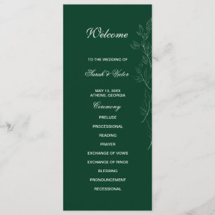Emerald Green leaf double side program card 
