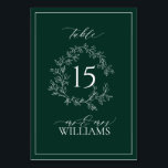 Emerald Green Leafy Crest Monogram Wedding  Table Number<br><div class="desc">We're loving this trendy, modern emerald green wedding table number! Simple, elegant, and oh-so-pretty, it features a hand drawn leafy wreath encircling a modern wedding table number. It is personalised in elegant typography, and accented with hand-lettered calligraphy. Finally, it is trimmed in a delicate frame. View suite here: https://www.zazzle.com/collections/emerald_green_leafy_crest_monogram_wedding-119957580948924617 Contact...</div>