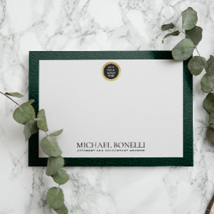 Emerald green Leather Gold Square Logo Monogram Card