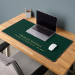 Emerald Green Leather Masculine Elegant NAME Desk Mat<br><div class="desc">The design features a digital graphic image to simulate a leather texture and this template can be customised to meet all professional occupations. This elegant and sophisticated dark green faux leather pad is a perfect office gift for coworkers. Perfect for professional look desk or office for any profession. PLEASE NOTE:...</div>