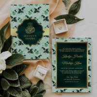 Emerald Green Leaves and Mint Roses Muslim Wedding