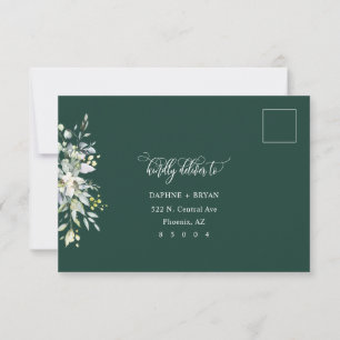 Emerald Green Leaves Response Card 3 meal choice