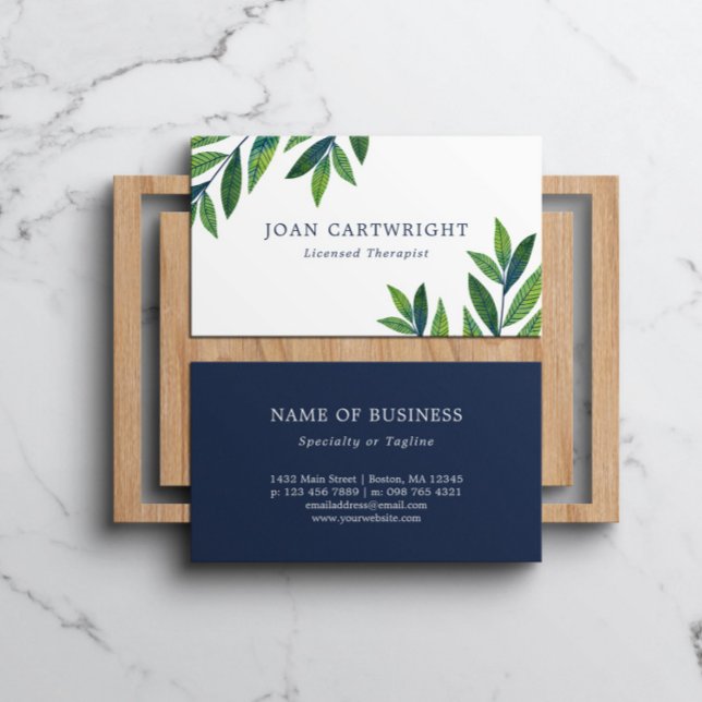 Emerald Green Leaves - Therapist Business Card (Creator Uploaded)