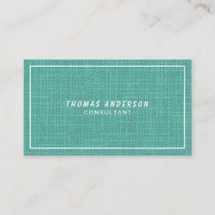 Emerald Green Linen with White Frame Business Card