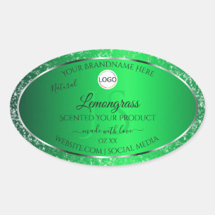Emerald Green Logo Initials Glitter Product Labels
