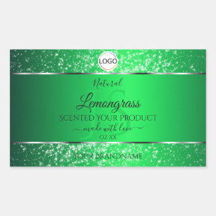 Emerald Green Logo Initials Glitter Product Labels