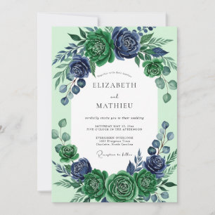 Emerald Green Lush Succulent Wedding Invitation