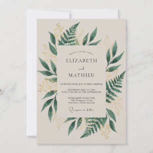Emerald Green Lustrous Forest Wedding Invitation