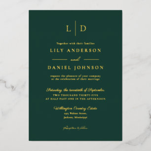 Emerald Green Luxury Monogram QR Code Wedding Gold