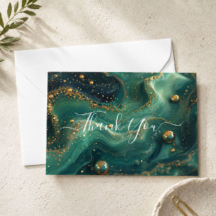 Emerald Green Malachite with Gold Flecks Thank You Card