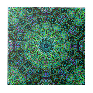 Emerald Green Mandala design Tile