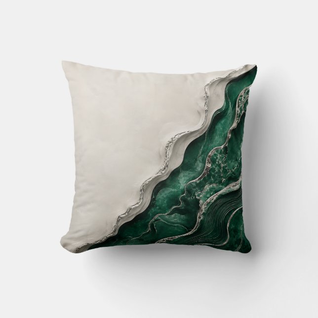 Emerald Green Marble Abstract Nature Decor Art Cushion (Front)