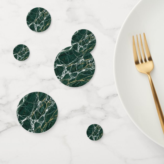 Emerald Green Marble Elegant Gold Veining Wedding Confetti (Group)