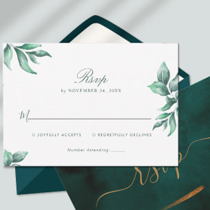 Emerald Green Marble & Gold Eucalyptus RSVP