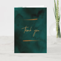 Emerald Green Marble & Gold Folded Thank You Card