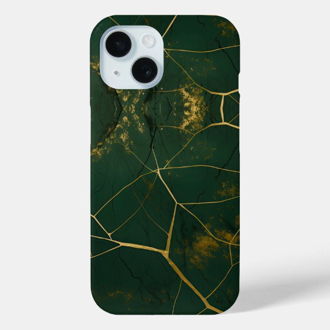 Emerald Green Marble Gold Glitter Case-Mate iPhone Case (Back)