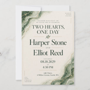 Emerald Green Marble Gold Wedding Invitation